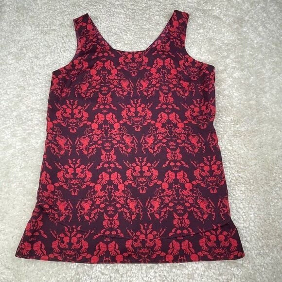Cabi Red Cameo Print Sleeveless Blouse Top - Picture 3 of 12